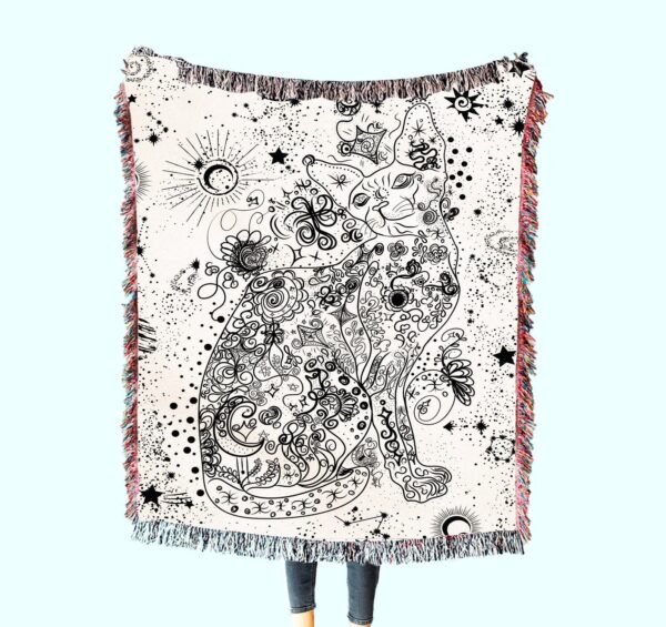 Celestial Sphynx Tattoo Woven Tapestry Throw Blanket