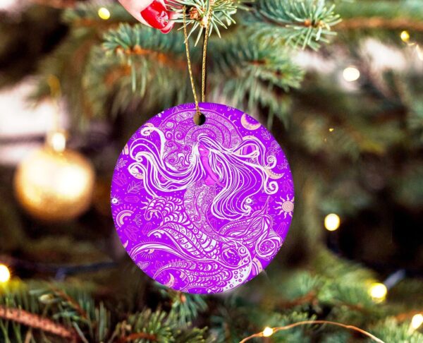 70s Style Celestial Purple Mermaid Ornament