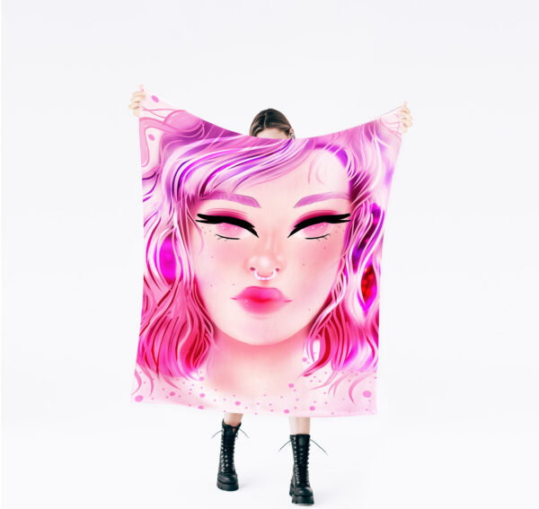 Ava's Simmering Rage Fleece Blanket in Wild Strawberry Cotton Mauve